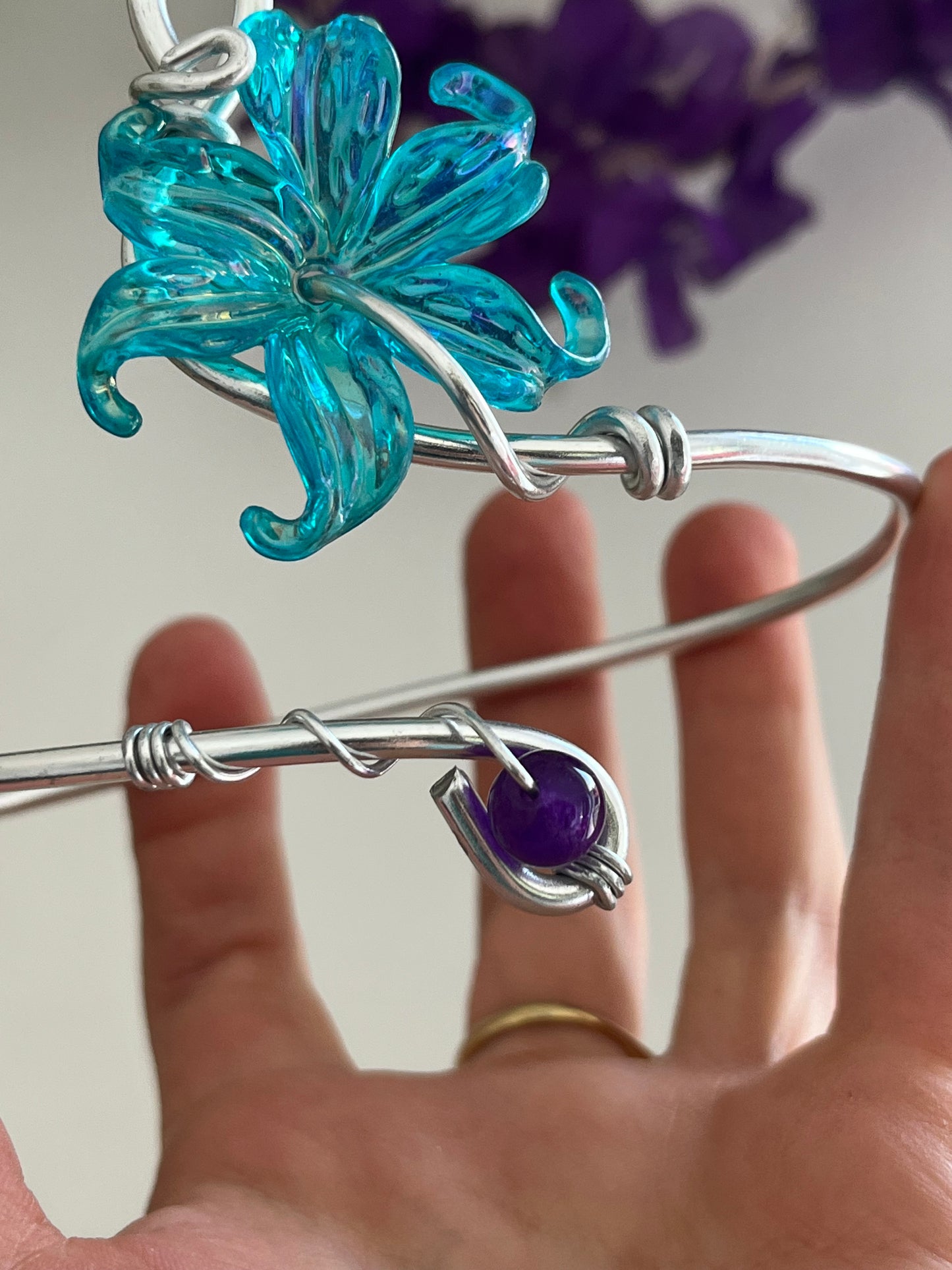 lily flower bead armcuff
