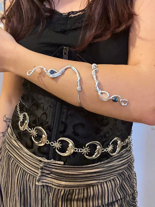 silver colour bracelet real stone