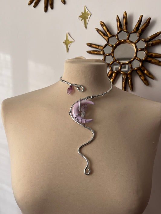 amethyst moon necklace petal