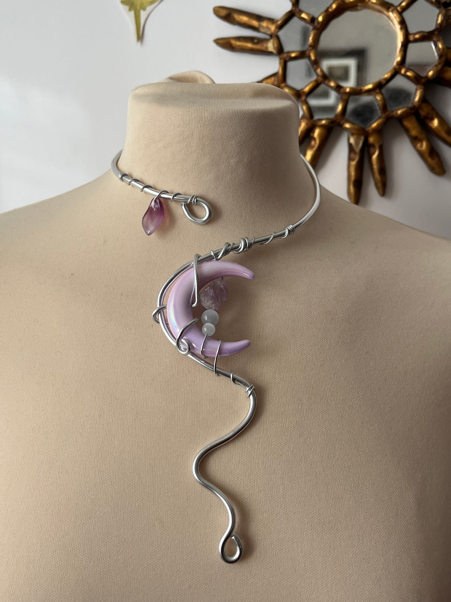 amethyst moon necklace petal