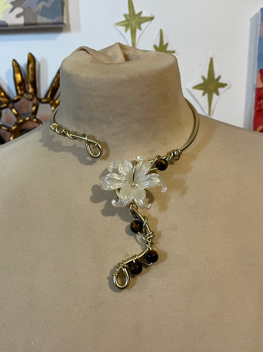 gold necklace tigers eye