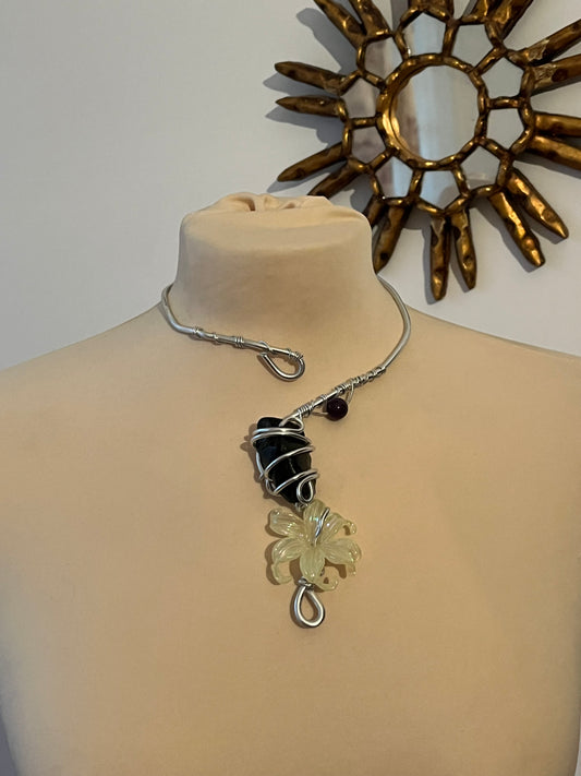 necklace flower real stone