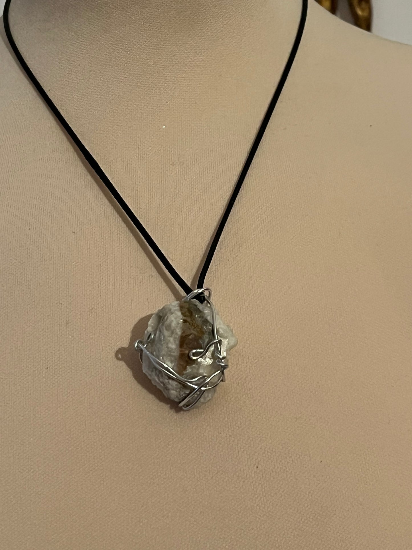 simple wire necklace real stone