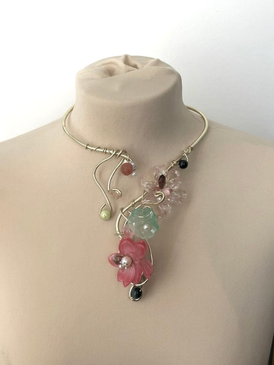 Frog Flora flower necklace