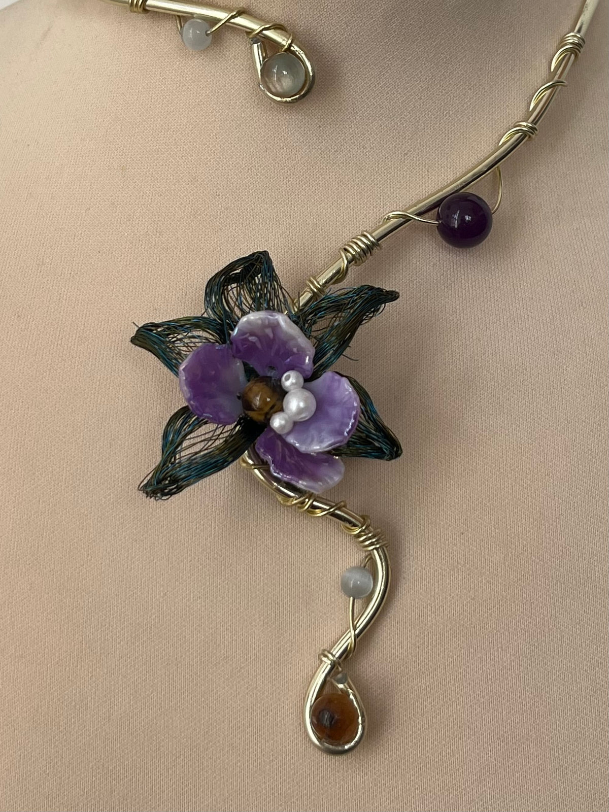 Ethereal Thistle flower necklace