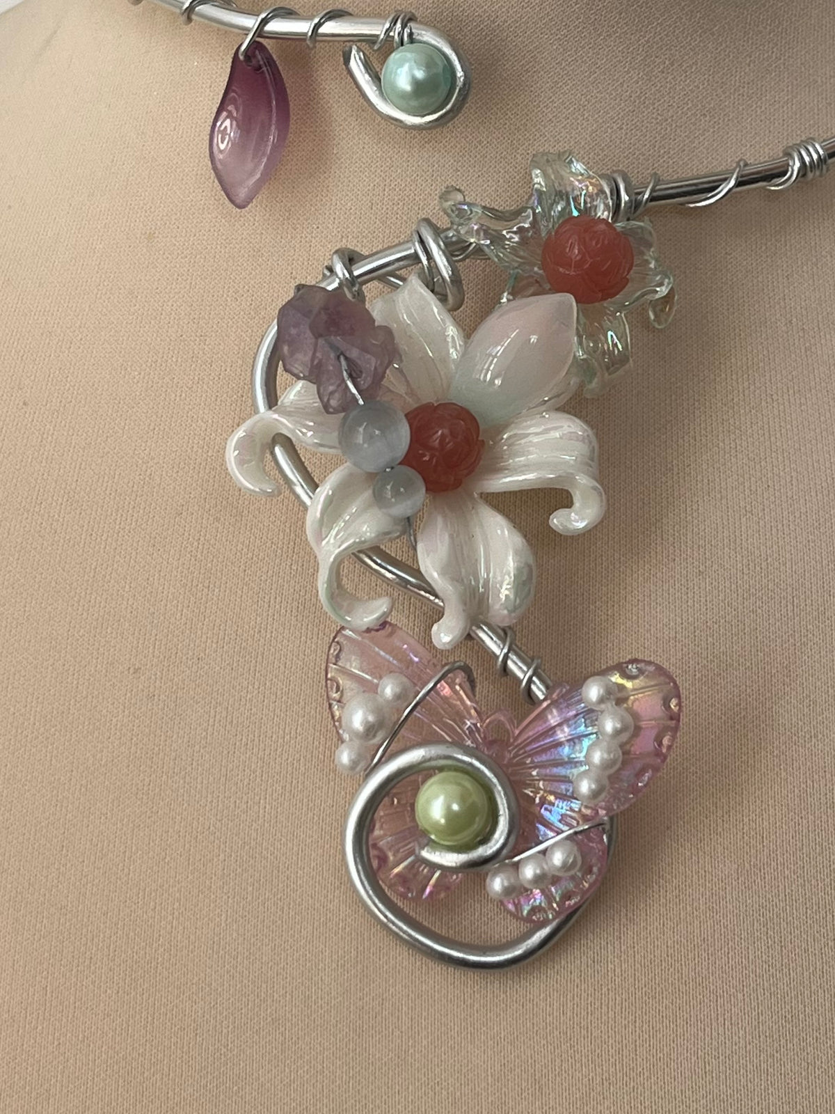 Mist Lotus in butterfly forest necklace