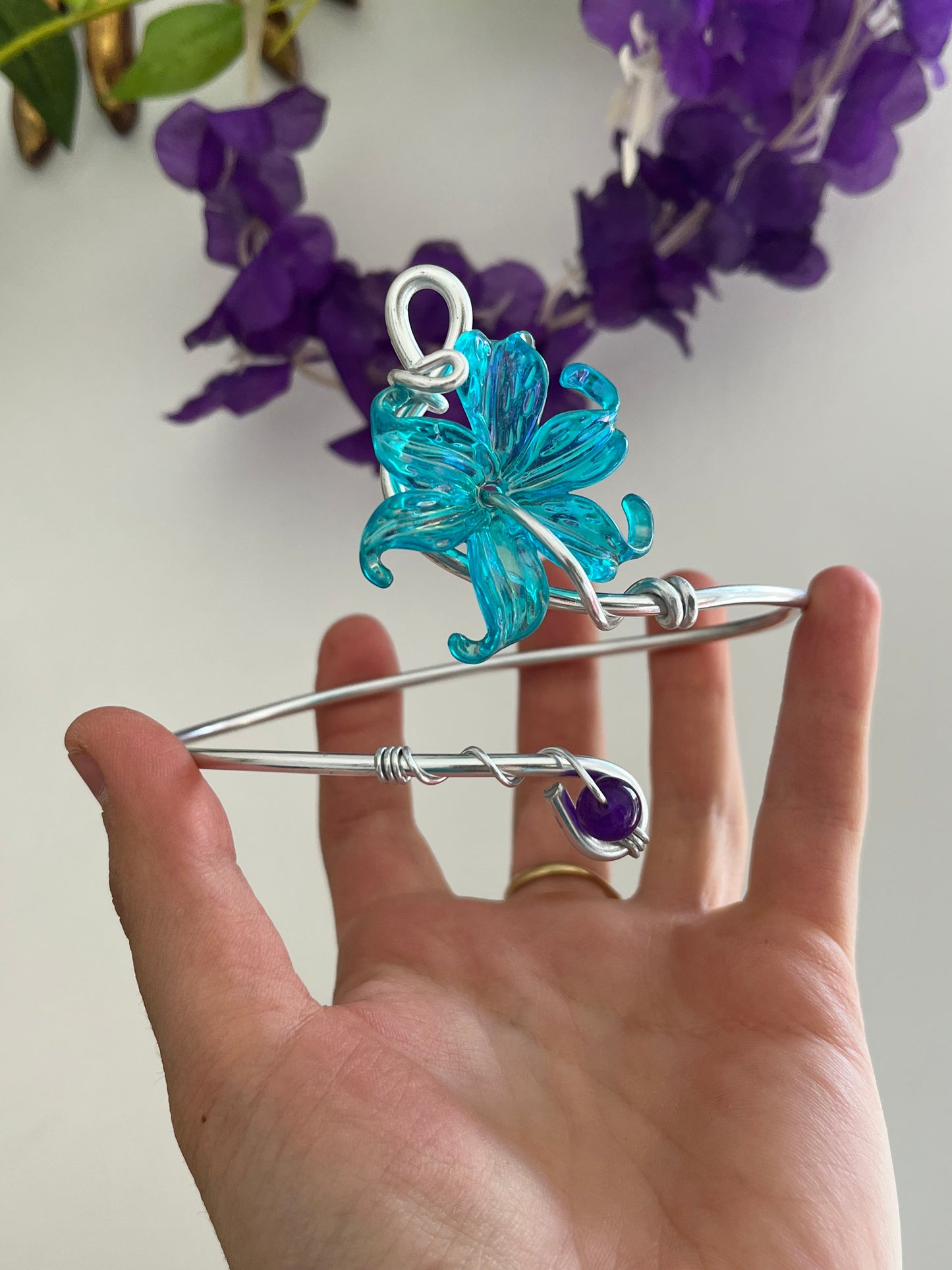 lily flower bead armcuff