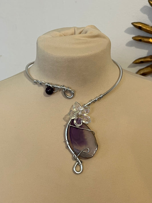 1necklace agate flower beads