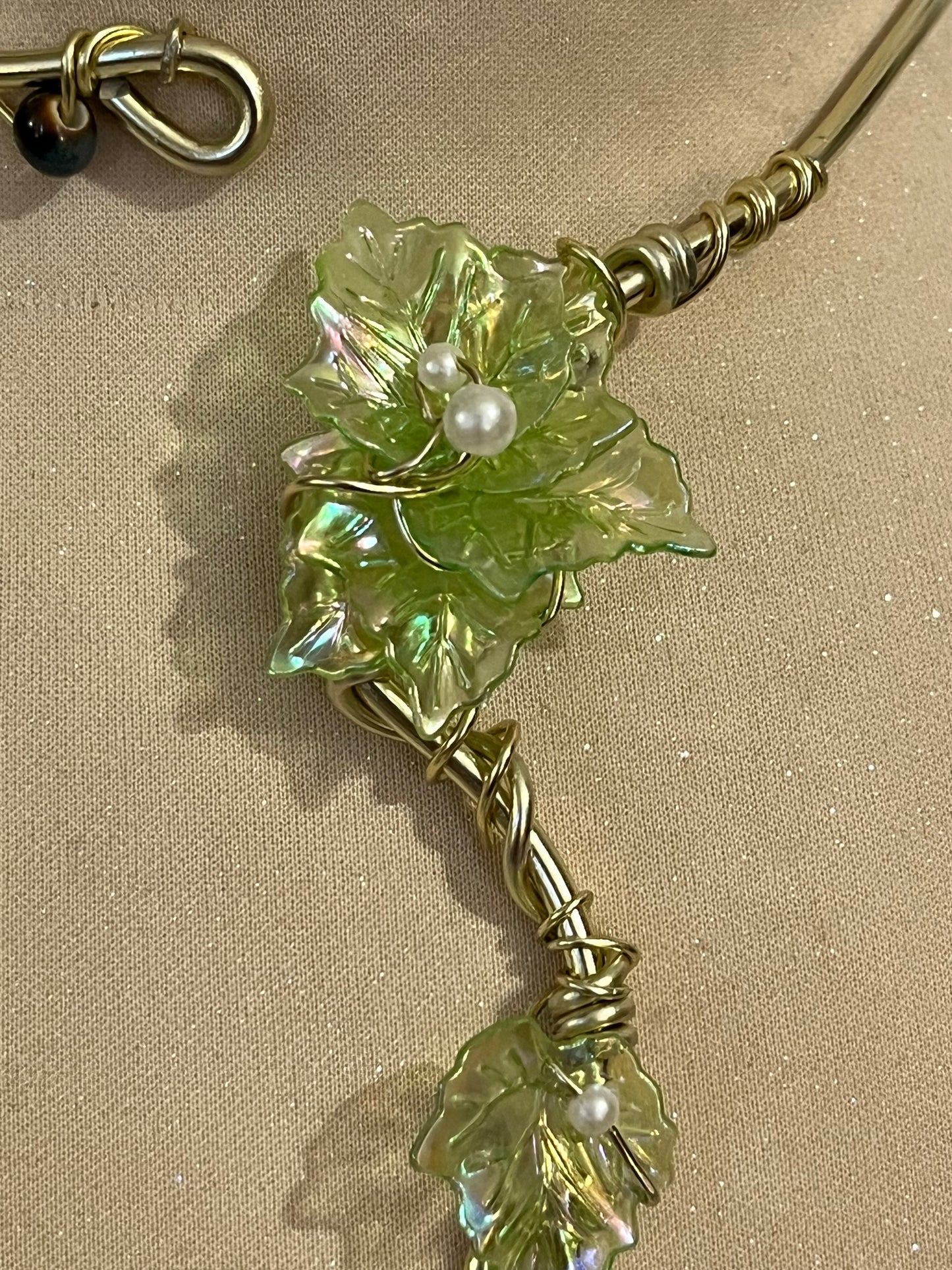 collana necklace fiore verde perline