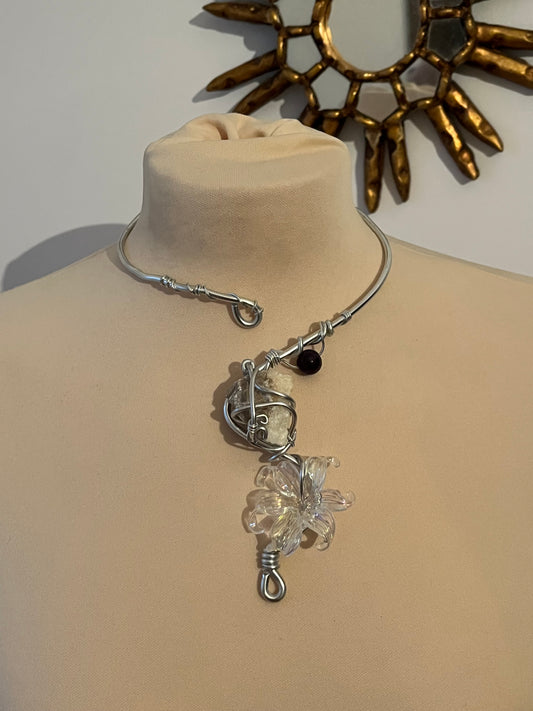 necklace flower real stone fairy