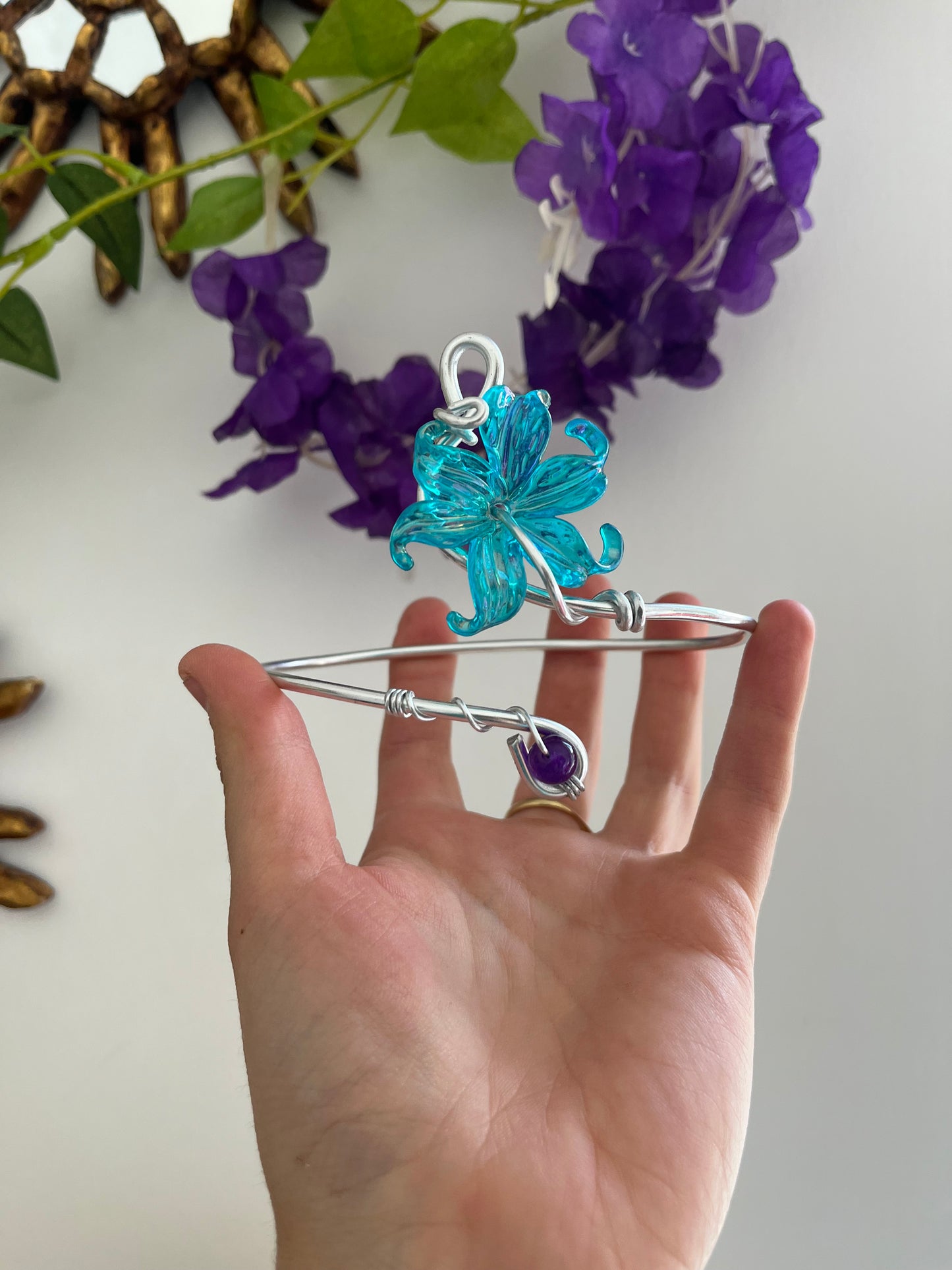 lily flower bead armcuff