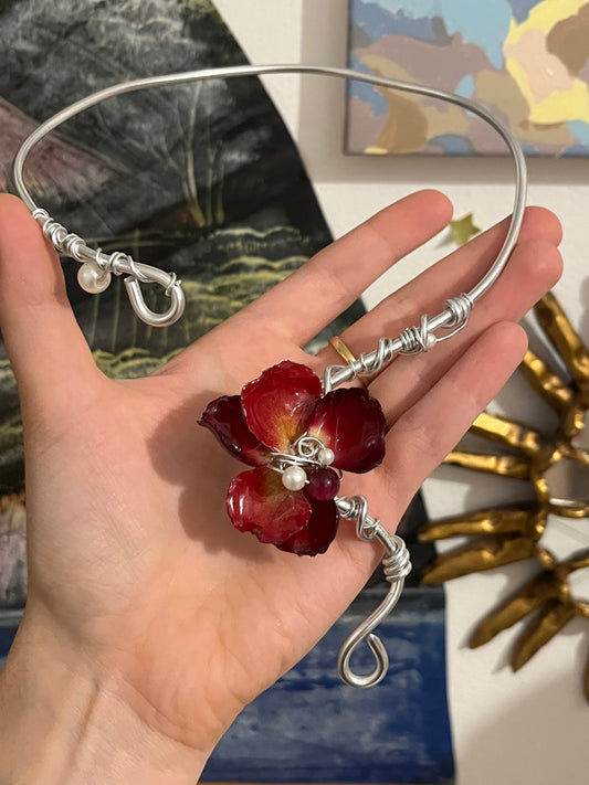 necklace handmade flower red petals
