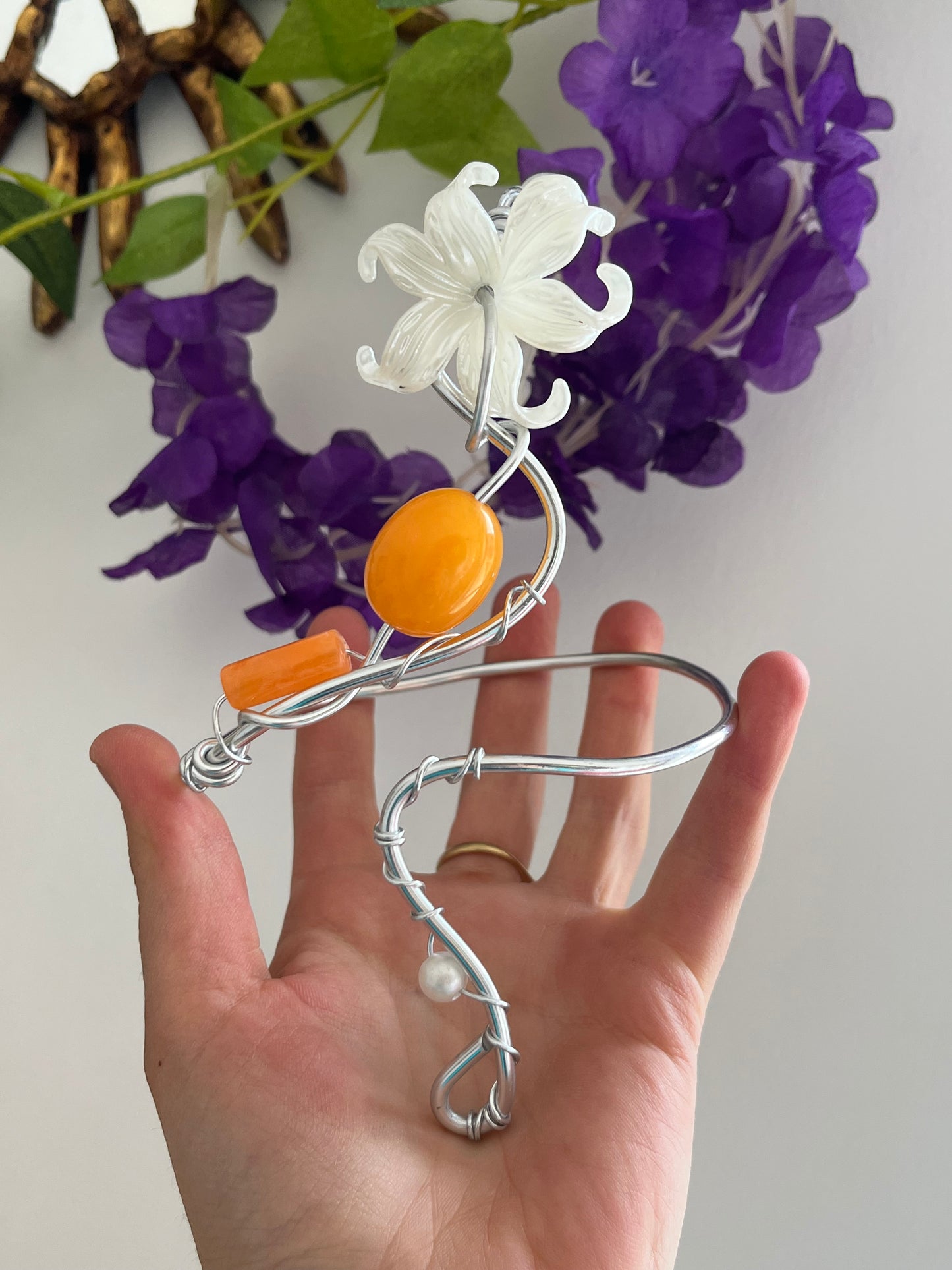 orange ortensia flower armcuff