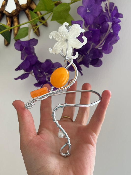 orange ortensia flower armcuff