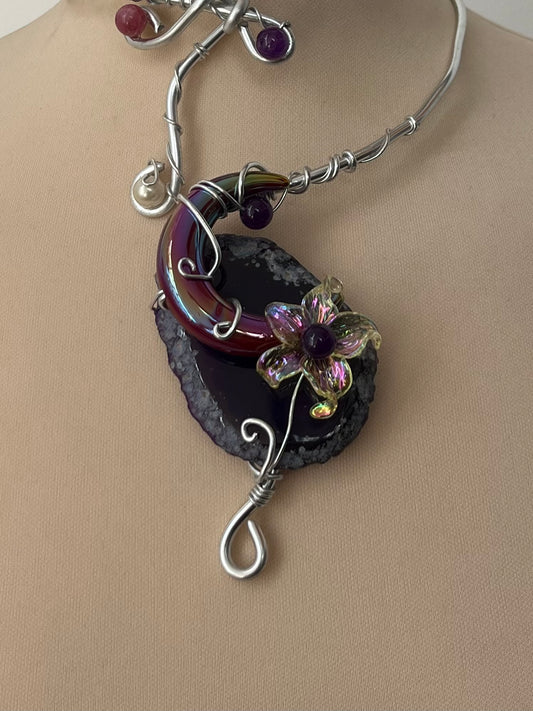 Lunar Anemone flower necklace