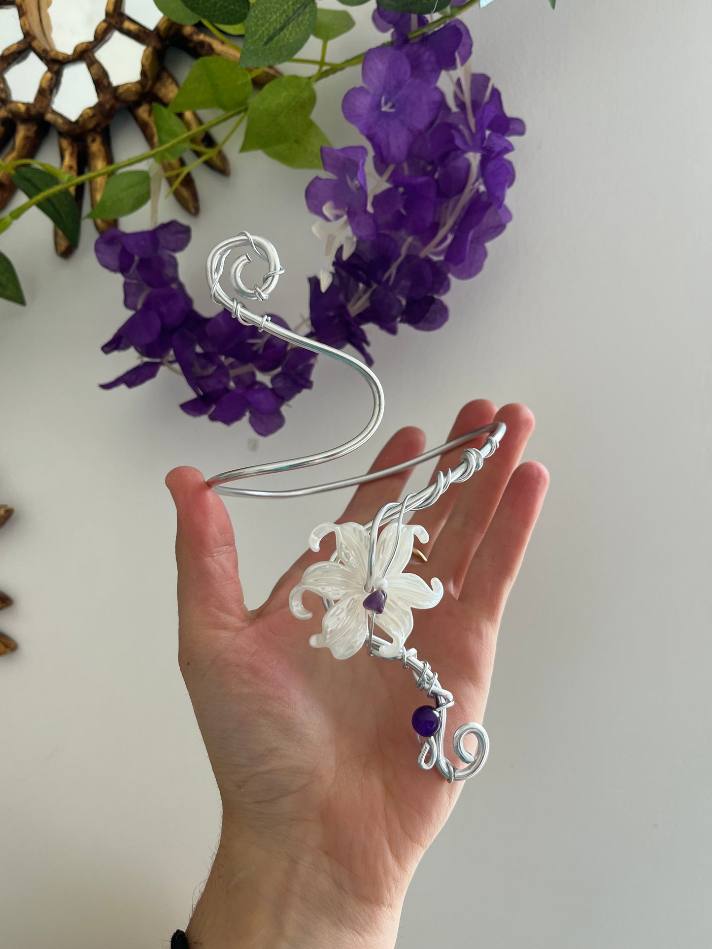 purple lily flower armcuff