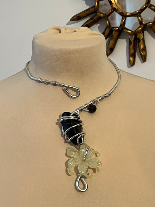 necklace flower real stone