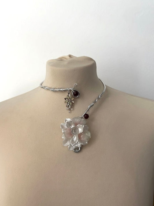 Gossamer Iris flower necklace