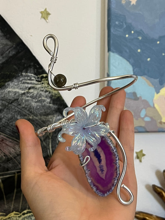 armcuff agate flower bead