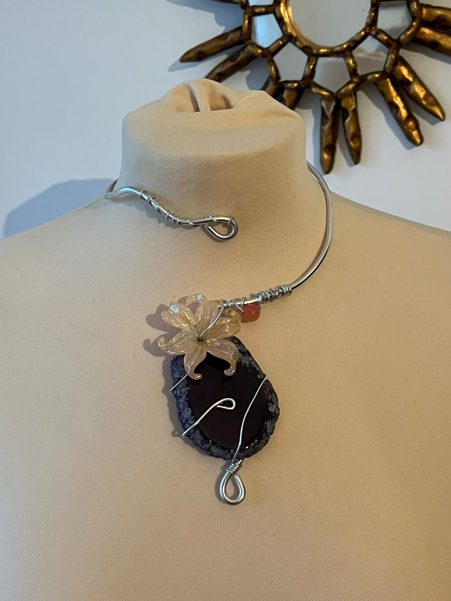 agate flower necklace