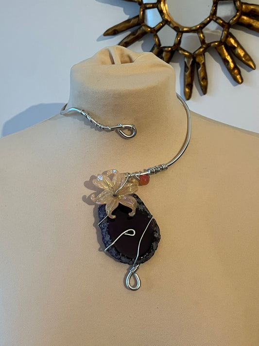 agate flower necklace