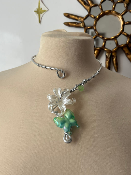 flower butterfly necklace