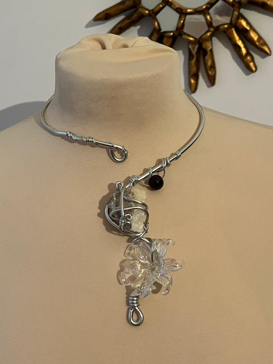 necklace flower real stone fairy