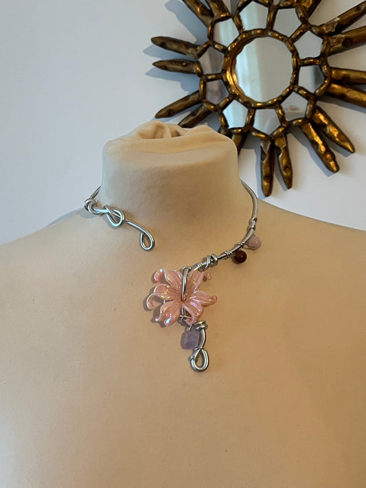 necklace amethyst flower beads