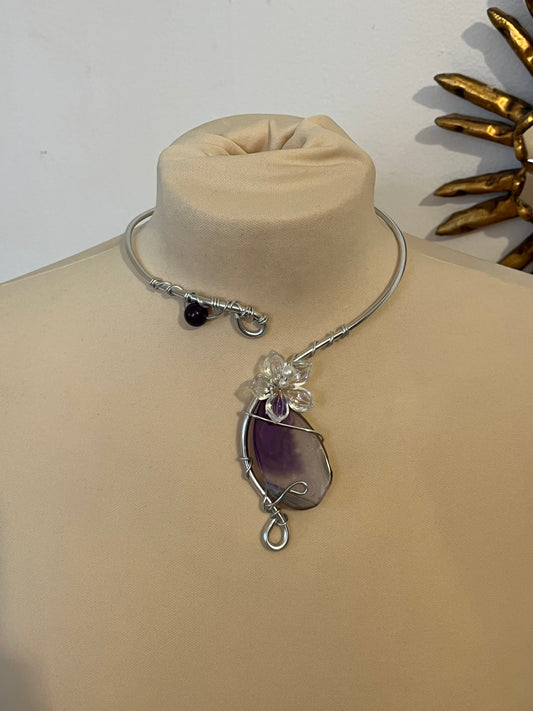 1necklace agate flower beads