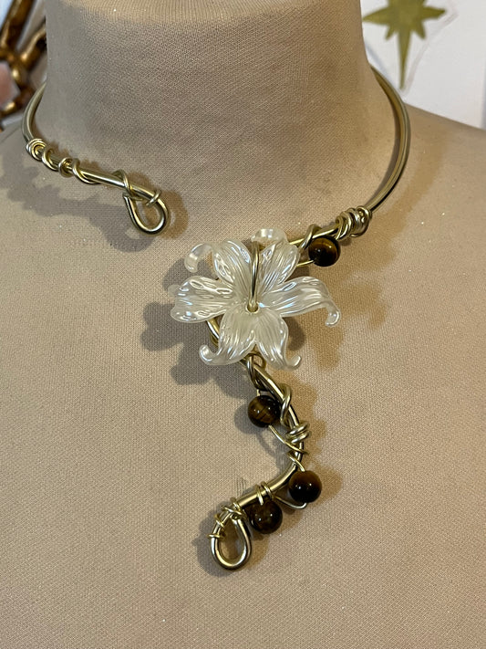 gold necklace tigers eye