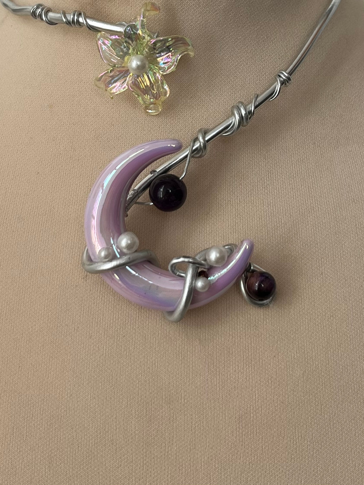 Opalescent Flora moon choker/necklace