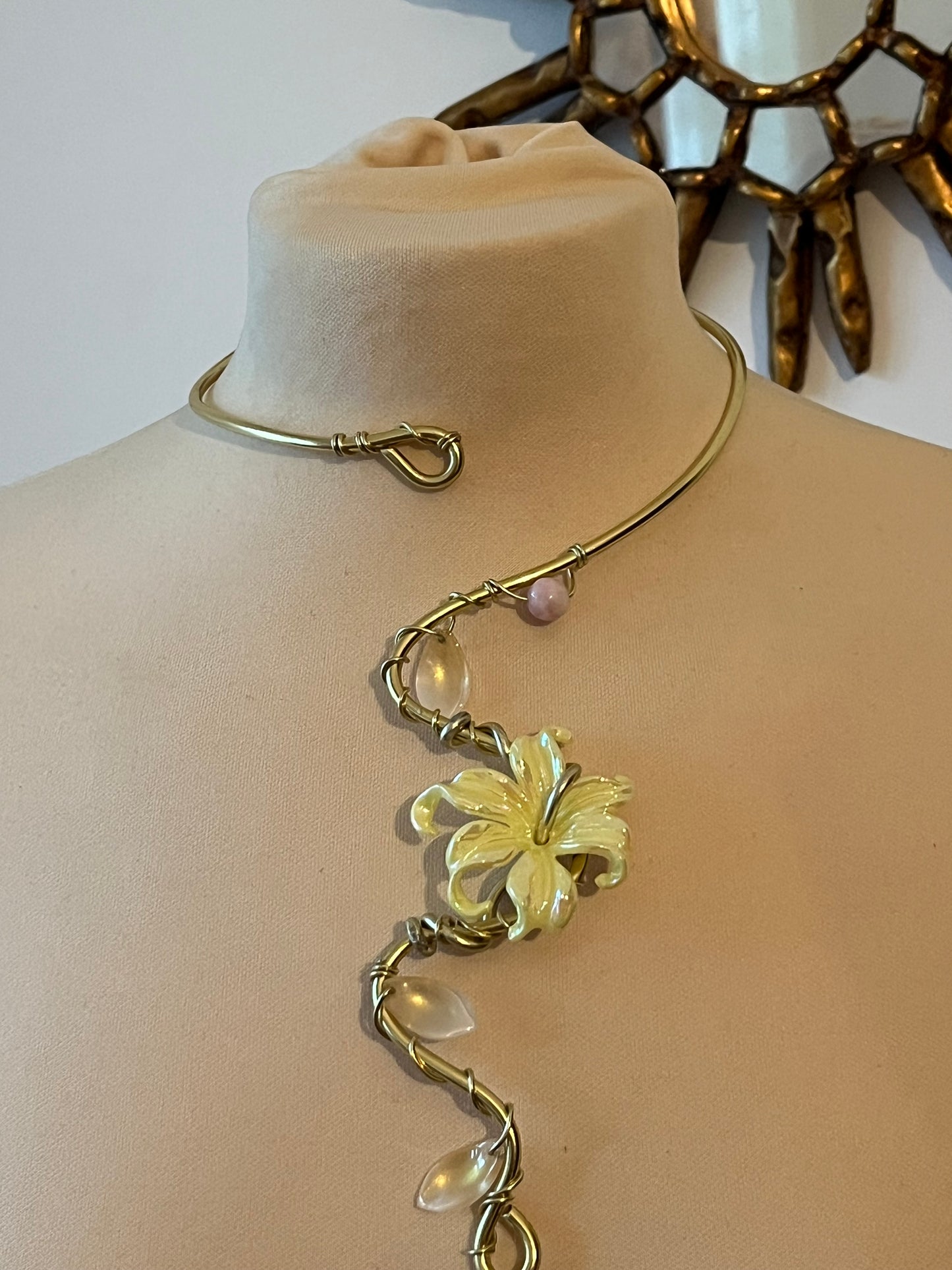 necklace yellow flower petals