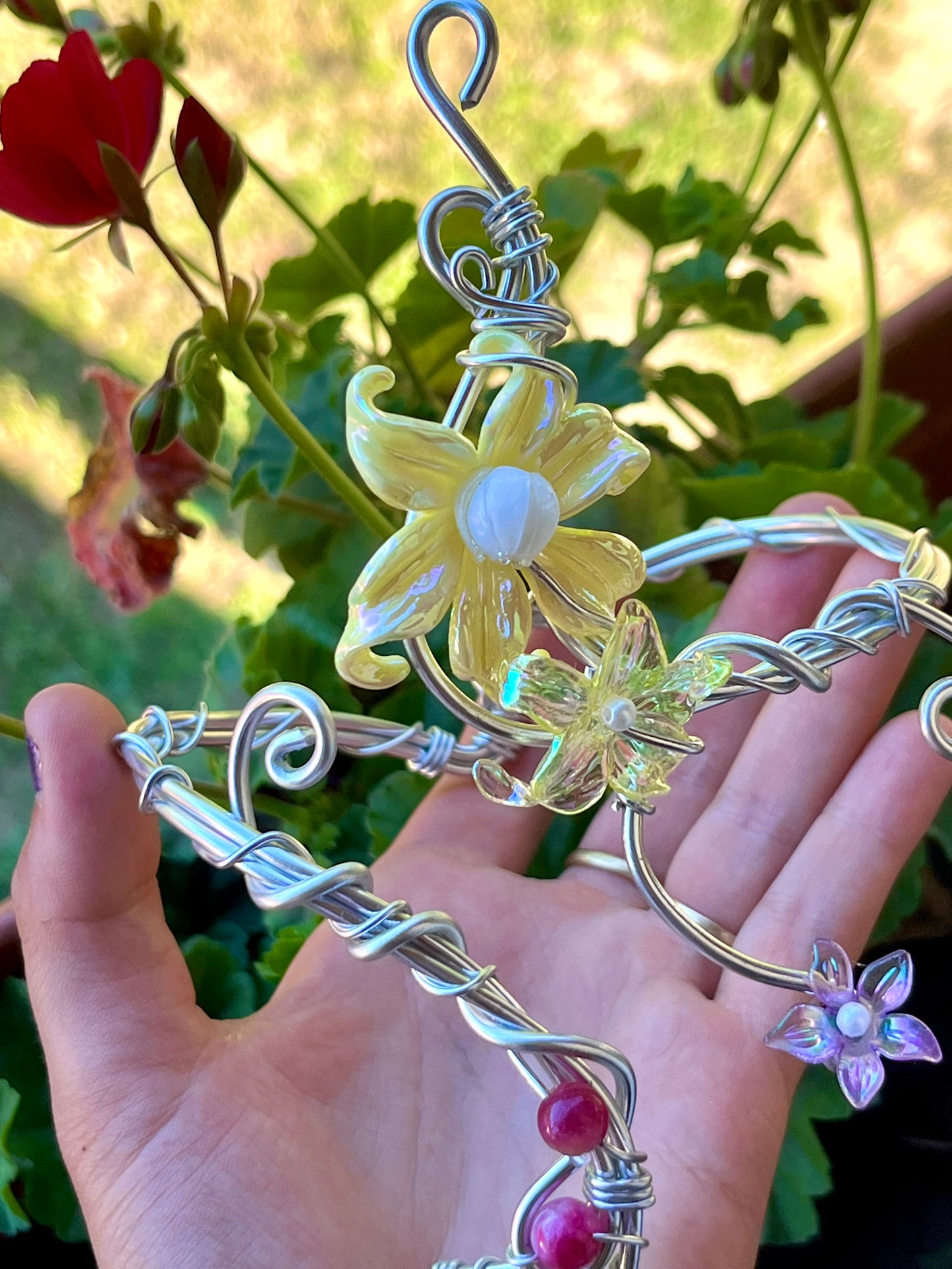Handmade Silver Color Wire-Wrapped Multi-Floral Arm Cuff